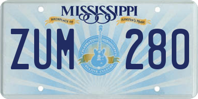 MS license plate ZUM280