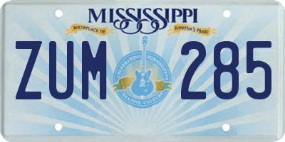 MS license plate ZUM285