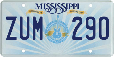 MS license plate ZUM290