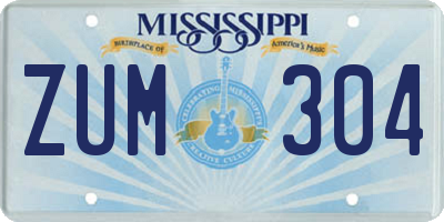 MS license plate ZUM304