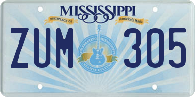 MS license plate ZUM305