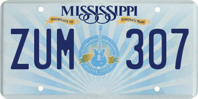 MS license plate ZUM307