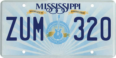 MS license plate ZUM320