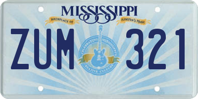 MS license plate ZUM321