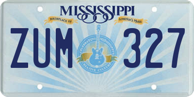 MS license plate ZUM327