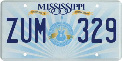 MS license plate ZUM329