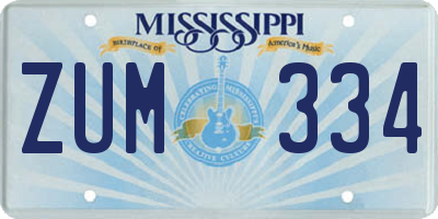 MS license plate ZUM334