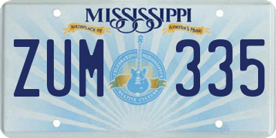 MS license plate ZUM335