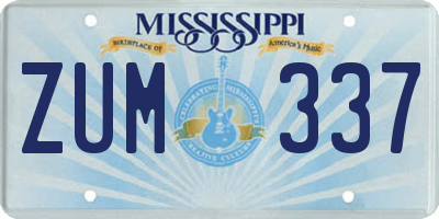 MS license plate ZUM337