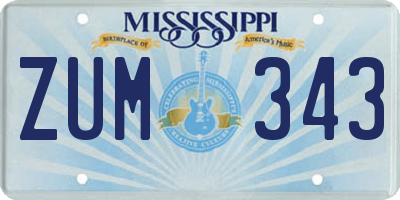 MS license plate ZUM343