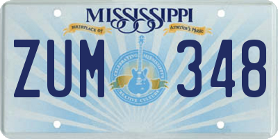 MS license plate ZUM348