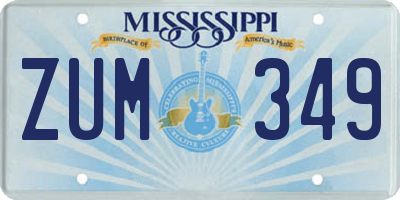 MS license plate ZUM349