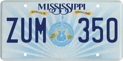 MS license plate ZUM350