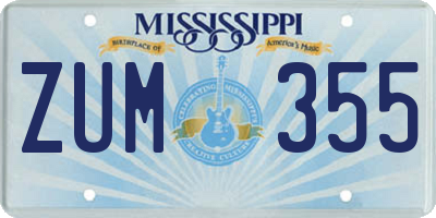 MS license plate ZUM355