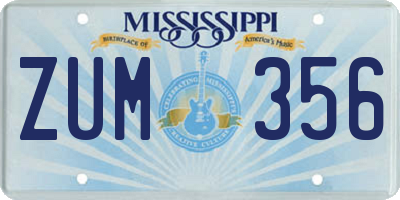 MS license plate ZUM356