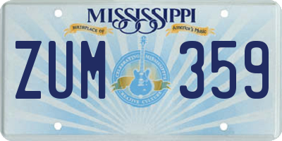 MS license plate ZUM359