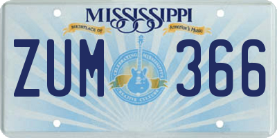 MS license plate ZUM366