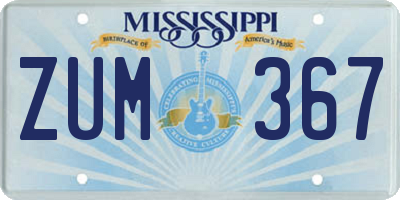 MS license plate ZUM367