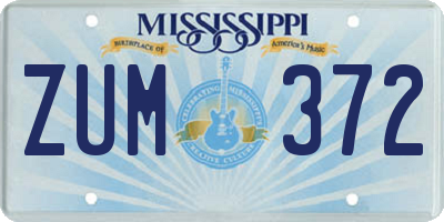 MS license plate ZUM372