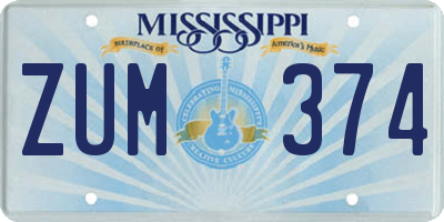 MS license plate ZUM374