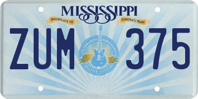 MS license plate ZUM375