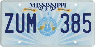 MS license plate ZUM385
