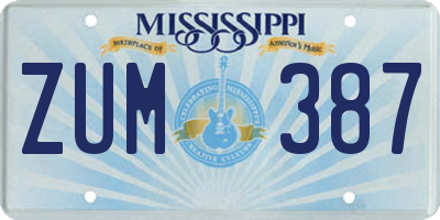 MS license plate ZUM387