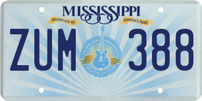 MS license plate ZUM388