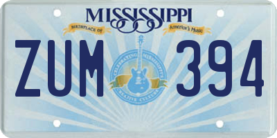 MS license plate ZUM394
