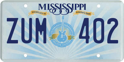 MS license plate ZUM402