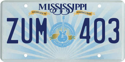 MS license plate ZUM403