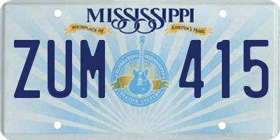 MS license plate ZUM415