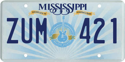 MS license plate ZUM421