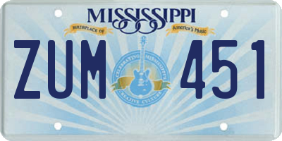 MS license plate ZUM451