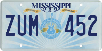 MS license plate ZUM452