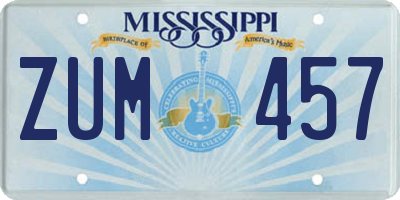 MS license plate ZUM457