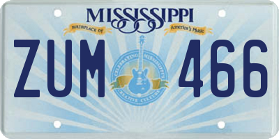 MS license plate ZUM466