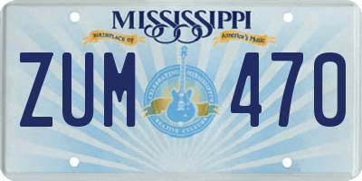 MS license plate ZUM470