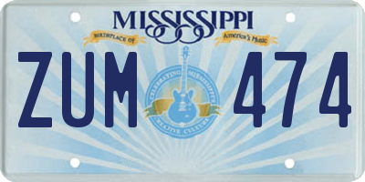 MS license plate ZUM474