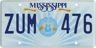 MS license plate ZUM476