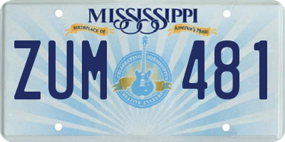 MS license plate ZUM481