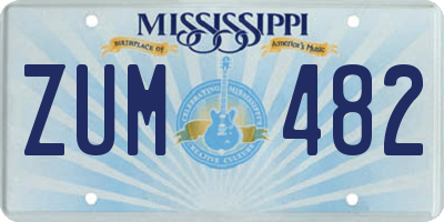 MS license plate ZUM482