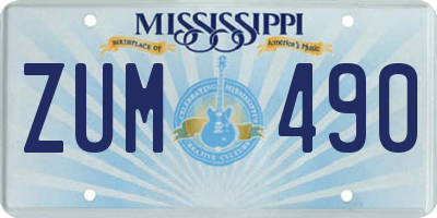 MS license plate ZUM490