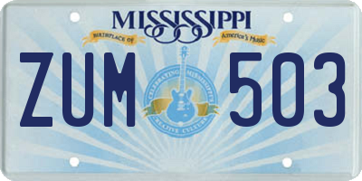 MS license plate ZUM503