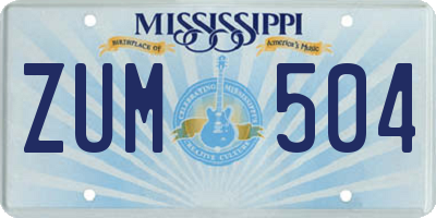 MS license plate ZUM504
