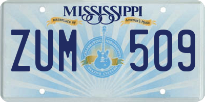 MS license plate ZUM509