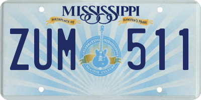 MS license plate ZUM511