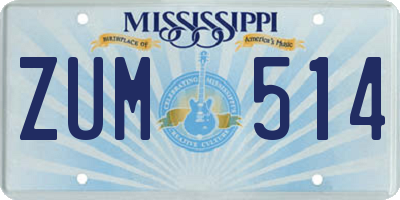 MS license plate ZUM514