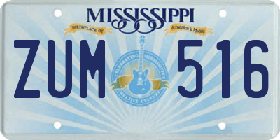 MS license plate ZUM516