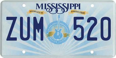 MS license plate ZUM520